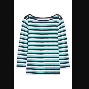 Girl's‎ 1901 Navy & Green Striped Top Size Small